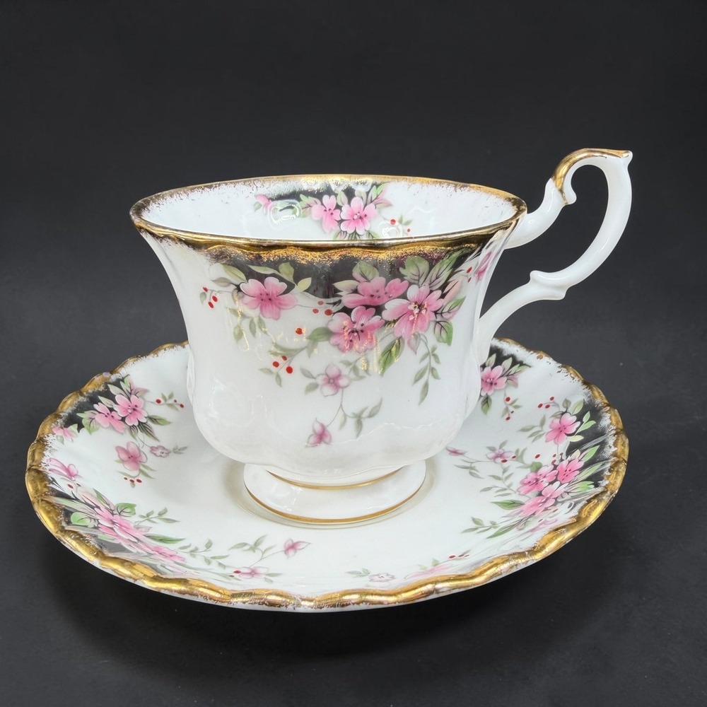 Royal Albert Balmoral Tea Cup Saucer Royal Choice Series Pink Floral Bone China